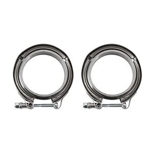 lot 31680 image: JDMSPEED New 3 V-Band Flange & Clamp Kit 2 Pcs Stainless Steel Replacement For Turbo Exhaust Downpipes (2)