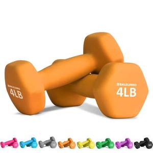 lot 31684 image: Balelinko Hand Weight Neoprene Coated Dumbbell, Exercise & Fitness Dumbbell for Home Gym Equipment Workouts Strength Training Free Weights for Women, Men, Seniors, Teens, and Youth, 4 LB Orange, Pair