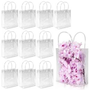 lot 31691 image: MAQIHAN Clear Pvc Gift Bags With Handles 10 Pvc Party Favor Bags Transparent Party Favour Plastic Gift Bags 5.9X6.29 Inches Clear Mini Tote Goodie Bag Bulk Pvc Plastic Bags With Handles For Gifts