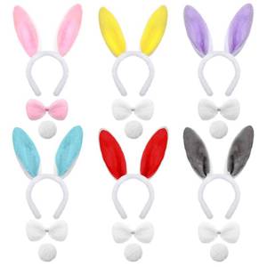 lot 31704 image: Chuangdi 18 Pieces Easter Bunny Rabbit Costume Set, Including Rabbit Bunny Ears Headband Bow Tie and Tail Costume Accessories Kit for Women Men Easter Cosplay Animal Theme Party Favor