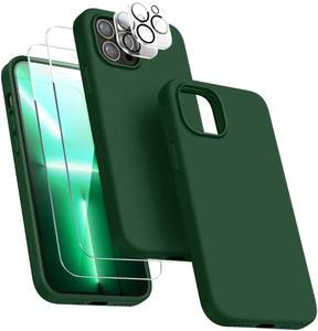 lot 31711 image: Dssairo 5 in 1 for iPhone 13 Pro Case, with 2 Pack Screen Protector  2 Pack Camera Lens Protector, Liquid Silicone Ultra Slim Shockproof Protective Phone Case Microfiber Lining 6.1- Alpine Green��