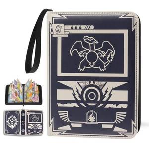 lot 31714 image: GOPOKIU Card Binder 4-Pocket with D Rings, 400 Pockets Trading Card Holder with 50 Removable Sleeves, 2024NEW Card Collection Binder Album with Zipper and Wrist (Cool)