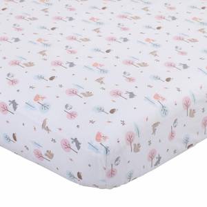 lot 31729 image: Carters Girl Woodland Pink, Aqua, Grey, & White Super Soft Fitted Mini Crib Sheet, Pink, Aqua, Grey, White, Woodland Girl, Single