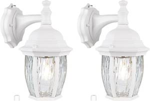 lot 31731 image: YoonLIT SMARTLIFE Outdoor Wall Porch Light Dusk to Dawn, Waterproof Porch Sconces Wall Mounted Lighting for Garage Patio Front Door Entryway, Aluminum Housing & Clear Water Glass, White, 2-Pack