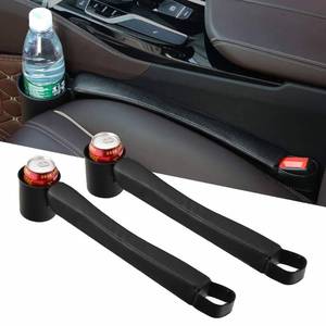 lot 31733 image: Supin 2 prices Car Seat Gap Filler Pad PU Leather Console Side Pocket Organizer and one cup for Cellphone Wallet Coin Key (Black)