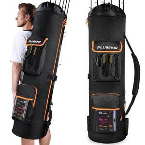 lot 31743 image: PLUSINNO Fishing Backpack with Rod Holders, Large Storage Fishing Tackle Bag Holds 6 Rods & Reels, Foldable Fishing Rod Bag Case for Fishing Gear Equipment, Fishing Gifts for Men, Black