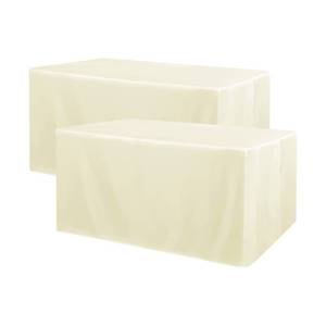 lot 31745 image: Obstal 2 Pack Table Clothes for 8 Foot Rectangle Tables - Water Resistant Washable Fabric Polyester Rectangle Table Cover Protector for Wedding, Banquet and Trade Shows, 96L x 30W Inches, Cream