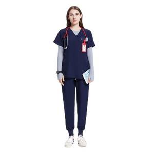 lot 31748 image: Uniforms World Scrubs for Women Set - Stretch Scrub Top & Pants with 8 Pockets, Yoga Waistband, Anti Wrinkle, Slim Fit