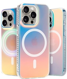 lot 31756 image: LONLI Hue - for iPhone 15 Pro Case Compatible with Magsafe - Holographic Iridescent - 10FT Drop Protection 4 Airbag Cushioned Corners - Cute, Unique and Aesthetic (2023)