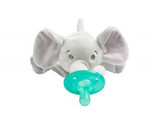 lot 31761 image: Philips AVENT Soothie Snuggle Pacifier Holder with Detachable Pacifier, 0m, Elephant, SCF34703- 1 Count (Pack of 1)