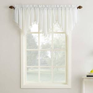 lot 31765 image: No. 918 Erica Crushed Voile Ascot Beaded Sheer Rod Pocket Curtain 3-Piece Set