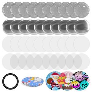 lot 31789 image: 100 Pieces 32mm 1.25 Blank Button Maker Supplies for Button Maker Machine Round Badge Pin Button Parts, Includes Metal Button Pin Back Cover, Metal Shell, Clear Film, Gasket, Blank Paper