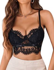 lot 31799 image: Avidlove Bralette Tank Tops for Women Floral Lace Bustier Bodysuit (Black X-Large)