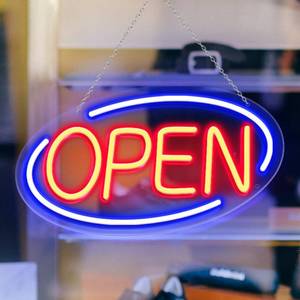 lot 31808 image: Open Signs for Business, Ultra Bright Neon Open Sign Led, 16 x 9 Adjustable Brightness Switch Adapter Open Led Light up Sign for Store Window Business Bar Coffee Hotel Salon Cafe