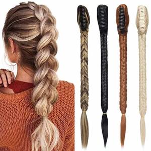 lot 31813 image: Rich Choices Synthetic Long Fishtail Braid Ponytail Hair Piece ClawClip In on Braiding Ponytail Fishtail Plait Hairpiece Natural Cute For Women 21 Inches 160g(#22H613C)