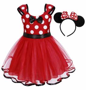 lot 31814 image: Eledobby Girls Polka Dots Tulle Princess Dress Up Clothes Minniee Mouse Costume Birthday Party Tutu Dresses with Head Hoop Red 3-4T