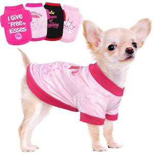 lot 31817 image: 4 Pieces Dog Clothes for Small Dogs Girl Summer Spring Dog Shirts Cute Soft Chihuahua Yorkie Clothes Pet T-Shirt Breathable Puppy Cat Clothes Tiny Dog Outfit (XX-Small, A)