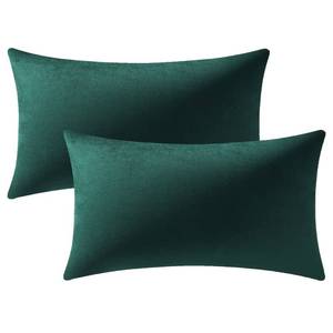 lot 31822 image: DEZENE Decorative Pillow Covers 12x20 Green 2 Pack Cozy Soft Velvet Rectangular Throw Pillow Cases for Farmhouse Home Decor