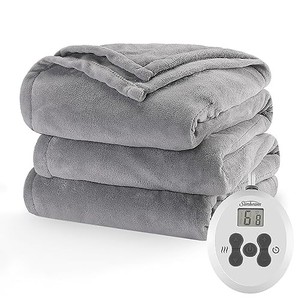 lot 31823 image: Sunbeam Royal Luxe Dove Grey Heated Blanket - Full
