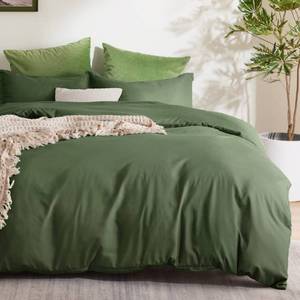 lot 31825 image: Bedsure Olive Green Duvet Cover Full Size - Soft Double Brushed Duvet Cover for Kids with Zipper Closure, 3 Pieces, Includes 1 Duvet Cover (80x90) & 2 Pillow Shams, NO Comforter
