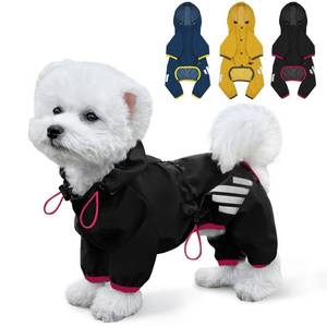 lot 31839 image: Dog Raincoat, Waterproof Dog Rain Jacket with Hood, Dog Rain Coat with Leash Hole, Reflective Strap for Small Medium Dogs, Lightweight Puppy Clothes(Black,L)