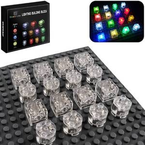 lot 31842 image: Sawaruita 16PCS Light Up Building Bricks Multicolor LED Light Brick Sets Classic Transparent 2x2 2x3 Building Block Accessories Kit Toys Compatible with All Major Brands