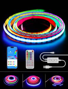 lot 31848 image: PAUTIX RGB Smart IC COB LED Strip Light Color Chasing,5V USB UL-Listed Multicolor Flexible Tape Light 6.56ft2m with Music ModeAPP Control,for TV,Bedroom,Party DIY Decoration