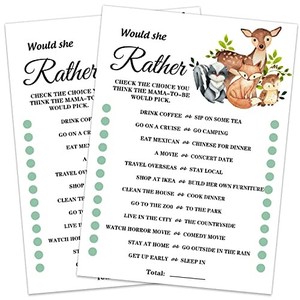 lot 31849 image: Baby Shower Game Cards, Safari Animals Would She Rather Game Card for Baby Shower Party��Funny Icebreak Baby Shower Party Games Ideas Activity for Parent-to-be, Fun and Easy, 30 Cards