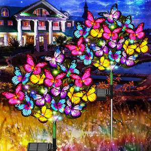 lot 31852 image: WEITEXS Solar Garden Lights Solar Lights Outdoor Waterproof Solar Lights 2 Pack with New Upgraded 72 LED 34 Butterfly Outdoor Solar Lights for Yard Outside Garden Pathway Decorative