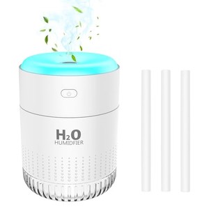 lot 31854 image: Rechargeable Mini Humidifier, Colorful Cool Mist Humidifier with 7 Color Light, Small Personal Desktop Humidifier for Baby Bedroom, Office, Nursery, Travel with Auto Shut-Off, Super Quiet (White)