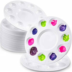 lot 31855 image: Round Paint Tray Palettes Plastic Pallets Watercolor Paint Tray for Kid Adult Student Craft DIY Art Paint Supplies (36 Pcs)