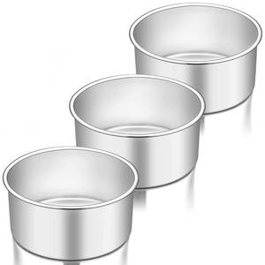 lot 31857 image: TeamFar 6 Inch Cake Pan Set of 3, 6 x 3 Round Cake Pan Deep Tier Baking Cake Pans Stainless Steel, For Birthday Wedding Party, Healthy & Toxic Free, Deep & Straight Size, Oven & Dishwasher Safe