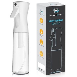 lot 31863 image: Hula Home Continuous Spray Bottle for Hair (10.1oz300ml) Empty Ultra Fine Plastic Water Mist Sprayer �� For Hairstyling, Cleaning, Salons, Plants, Essential Oil Scents & More - White