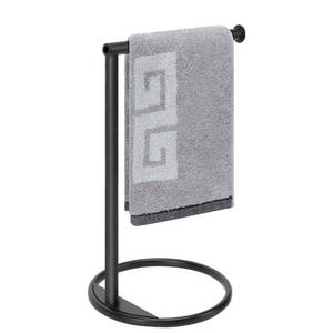 lot 31866 image: NearMoon Hand Towel Holder Stand, Thicken Metal L Shape Hand Towel Rack, Stable Free-Standing Towel Bar, Small Towel Ring Stand for Bathroom Kitchen Vanity Countertop, 8 L 12 H (Matte Black)
