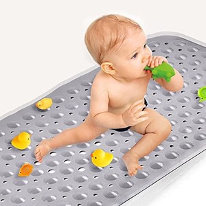 lot 31871 image: Sheepping Baby Bath Mat for Tub Non Slip Extra Long Cover Bathtub Mat with 200 Big Suction Cups for Toddler Infant Kids 40 X 16 Inch - Eco Friendly ,Machine Washable Shower Mat (Grey)