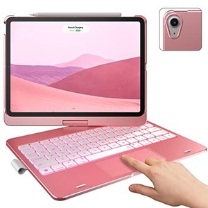 lot 31874 image: typecase Touch Keyboard Case with Trackpad for iPad Air 5th Generation (10.9-inch,2022) 11-Color Backlight,360° Rotatable,Keyboard Case with Pencil Holder for iPad Air 5th & 4th Gen,Rose Gold