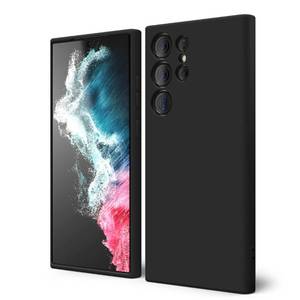 lot 31876 image: Oakxco for Samsung Galaxy S22 Ultra Phone Case Liquid Silicone, Cute Thin Slim Soft Rubber TPU Plain Smooth Gel Cover for Women Girl Aesthetic Design, Matte Solid Protective & Shockproof Bumper, Black