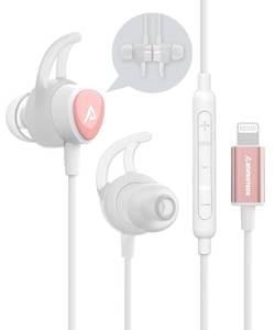 lot 31877 image: ADPROTECH Lightning Headphones Earphones Magnetic Earbuds in-Ear MFi Certified with Microphone Controller for Sports Workout Compatible with iPhone 14131211Pro MaxXrXs MaxX Rose Gold