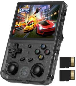 lot 31883 image: RG353VS Handheld Game Console , Single Linux System RK3566 Chips 3.5 Inch IPS Screen with 64G TF Card 4452 Games Support 5G WiFi 4.2 Bluetooth (RG353VS-Transparent Black)