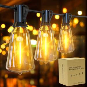 lot 31885 image: Hotomely LED Outdoor String Lights 60FT Patio Lights with 31 Shatterproof ST38 Vintage Edison Bulbs 2700K, Outside Hanging Lights Waterproof for Porch Deck Garden Backyard Balcony