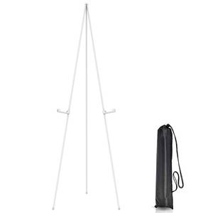 lot 31890 image: JULEHUI White Easel Stand for Display Wedding Sign & Poster - 63 Inches Tall Easels for Display Holder - Collapsable Portable Poster Easel - Floor Adjustable Metal Easel Tripod