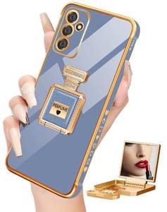 lot 31906 image: Buleens for Samsung A54 5G Case with Metal Mirror Stand, Cute Women Girly Heart Plated Galaxy A54 5G Phone Case, Elegant Luxury Plating Edge Phone Cover for A54 5G Cases 6.4 Blue