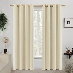 lot 31911 image: Deconovo 100% Blackout Curtains for Bedroom 96 Inch Length 2 Panels Set, Light Beige, Window Curtain Drapes with Microfiber Coating Grommet Thermal Insulated Living Room 52 Inch Wide