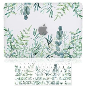 lot 31916 image: iDonzon Case for MacBook Pro 13 inch (A1502A1425, 2012-2015 Release), 3D Effect Matte Clear See Through Hard Cover & Keyboard Cover Compatible Pro 13.3 with Retina Display(NO CD-ROM)- Green Plants