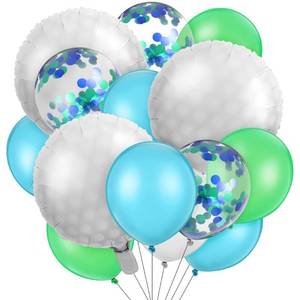 lot 31917 image: 60 Pcs Golf Theme Decoration Set with 5 Pcs 18 Inch Golf Foil Balloons, 50 Pcs 12 Inch Navy Blue Green White Latex Balloons and 5 Pcs 12 Inch Confetti Balloons for Sport Golf Themed Party Decorations