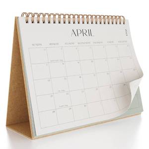 lot 31942 image: Aesthetic Small 2024-2025 Desk Calendar with Stickers - Runs from January 2024 until June 2025 - Beautiful Flip Desktop Calendar for Easy Organizing