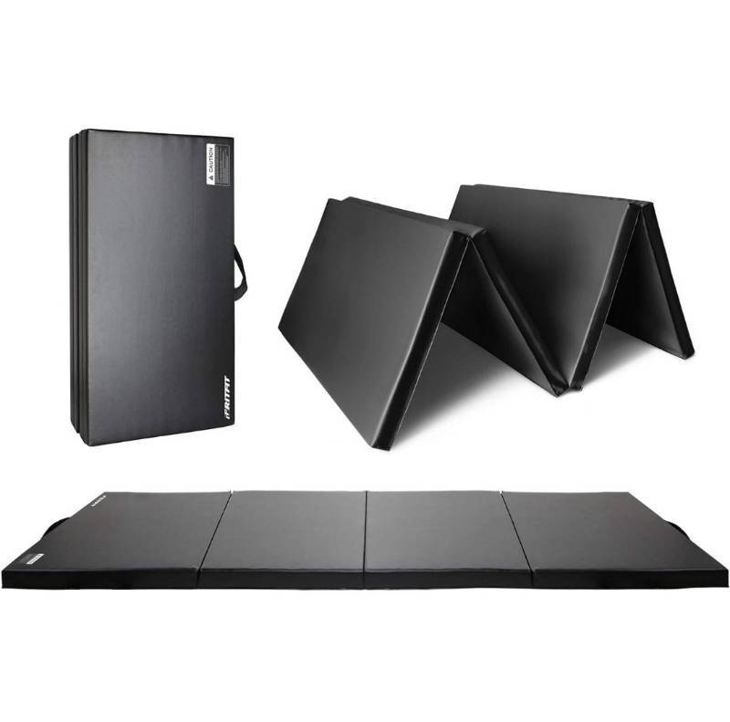lot 5107 image: RitFit Upgraded Folding Exercise Mat, 2 Inch Thick Gymnastics Mat 4x10�� with Carrying Handles for Yoga, MMA, Stretching, Core Workouts and Home Gym Protective Flooring - Retail $165.99