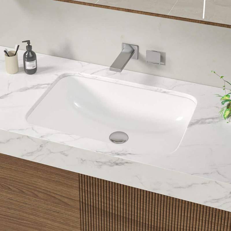 lot 5112 image: 22 in. Ceramic Rectangular Undermount Bathroom Sink in White with Overflow Drain
