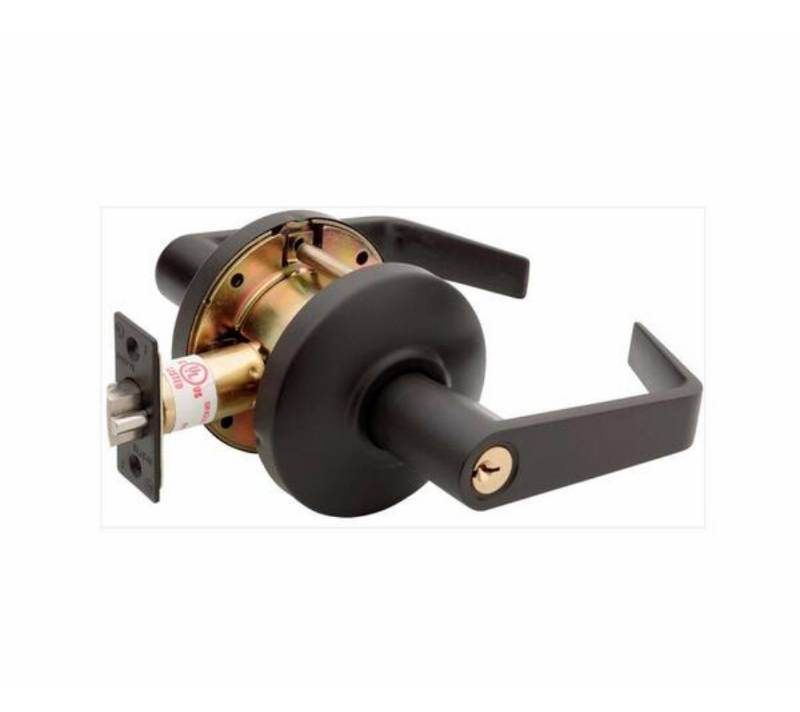 lot 5115 image: Copper Creek Grade 1 Dark Bronze Cylindrical Classroom Door Lever&nbsp- Retail $117.61