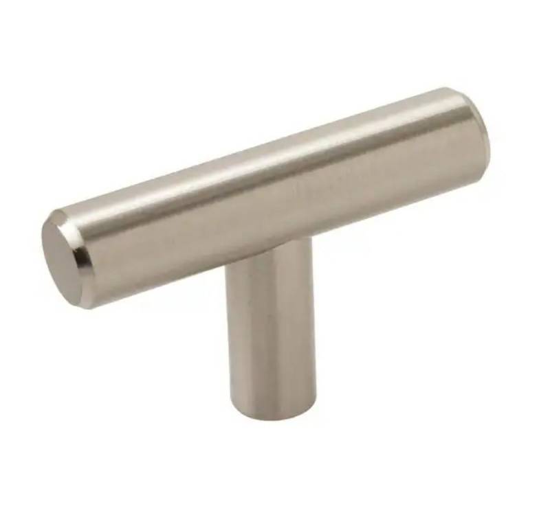lot 5123 image: Amerock Bar Pulls 1-1516 in. (49 mm) Length Sterling Nickel T-Shaped Cabinet Knob (10-Pack)